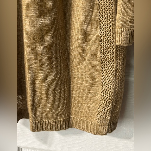 Talbots 100% Linen Cardigan Sweater Plus size 1X Neutral Tan Lightweight - Picture 4 of 7